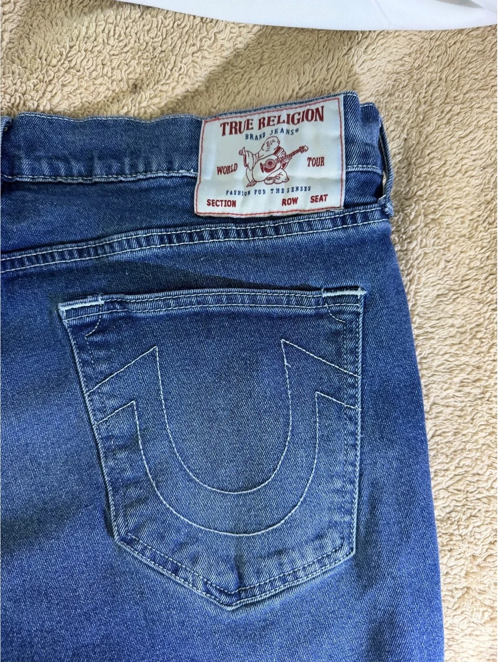 True Religion Ricky Relaxed Straight Jeans Men's Size 36 Blue Denim Actual 40x32